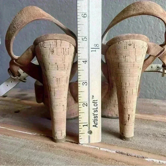 Michael Kors Women's "Adair" Suede Open Toe Cork Platform Sandal Heels - 6M - Picture 8 of 9